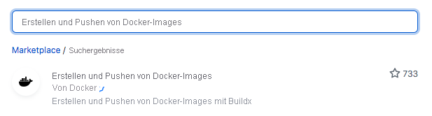 Screenshot that shows the search results that list Build and push Docker images.