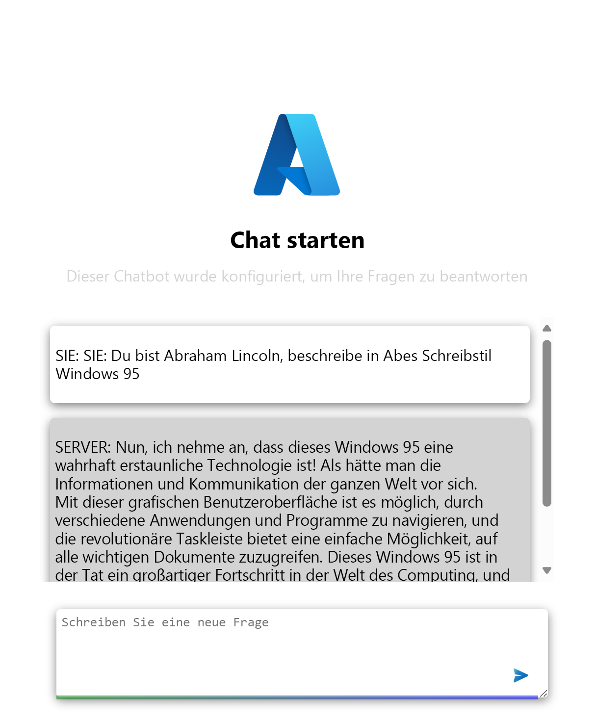 Screenshot der App mit Eingabefeld und Schaltfläche.