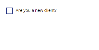 Screenshot eines Kontrollkästchens mit der Frage „Sind Sie ein neuer Kunde?“ mit einem deaktivierten leeren Teil unten.
