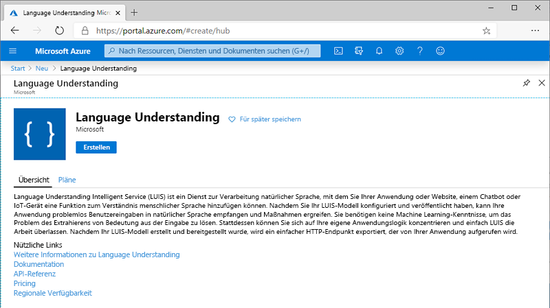 Screenshot of creating an instance of this service.