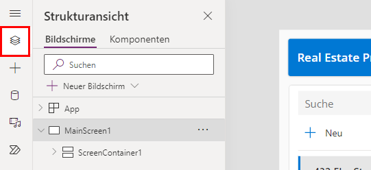 Screenshot des Symbols Strukturansicht in der linken Navigationsleiste