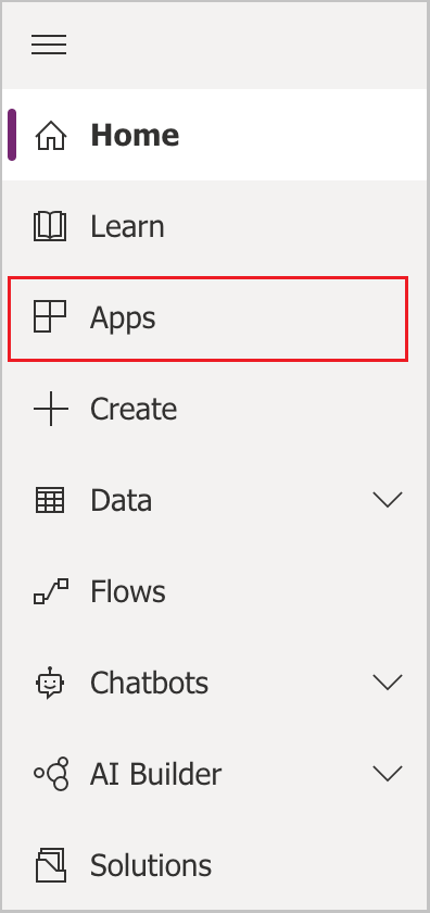 Screenshot des Menüs, aus dem Apps ausgewählt werden