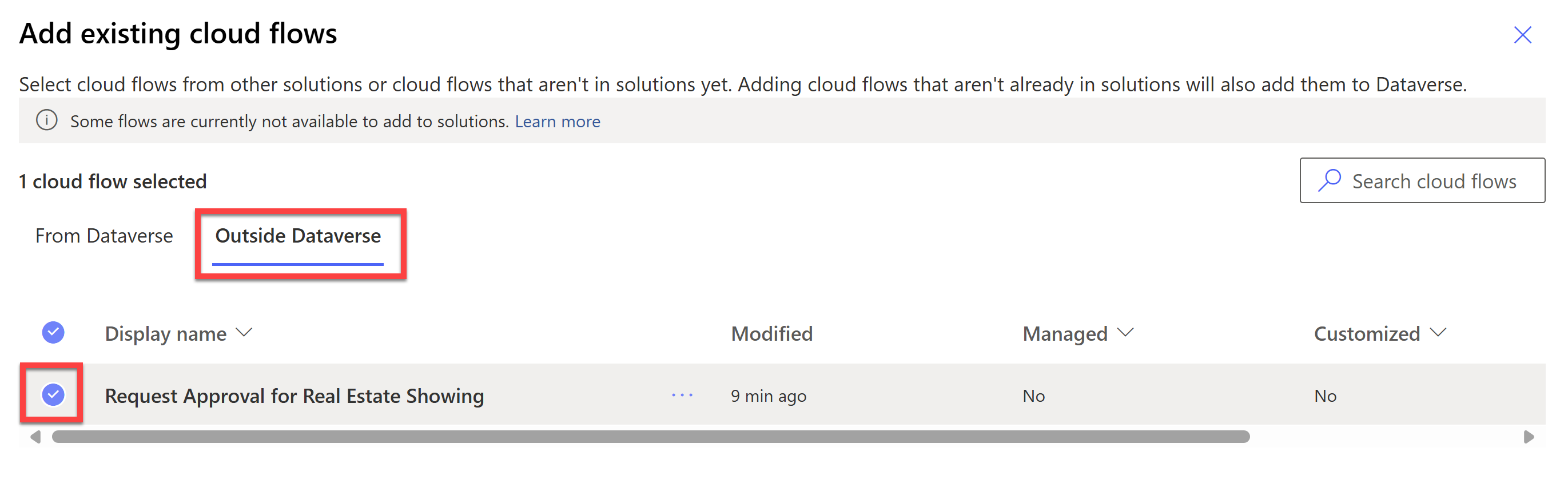 Screenshot des Flows der Genehmigungsanforderung für Immobilien