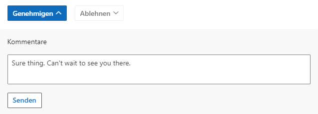 Screenshot der Genehmigung in Outlook