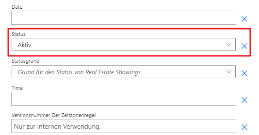 Screenshot der Eigenschaft Status als Bestätigt