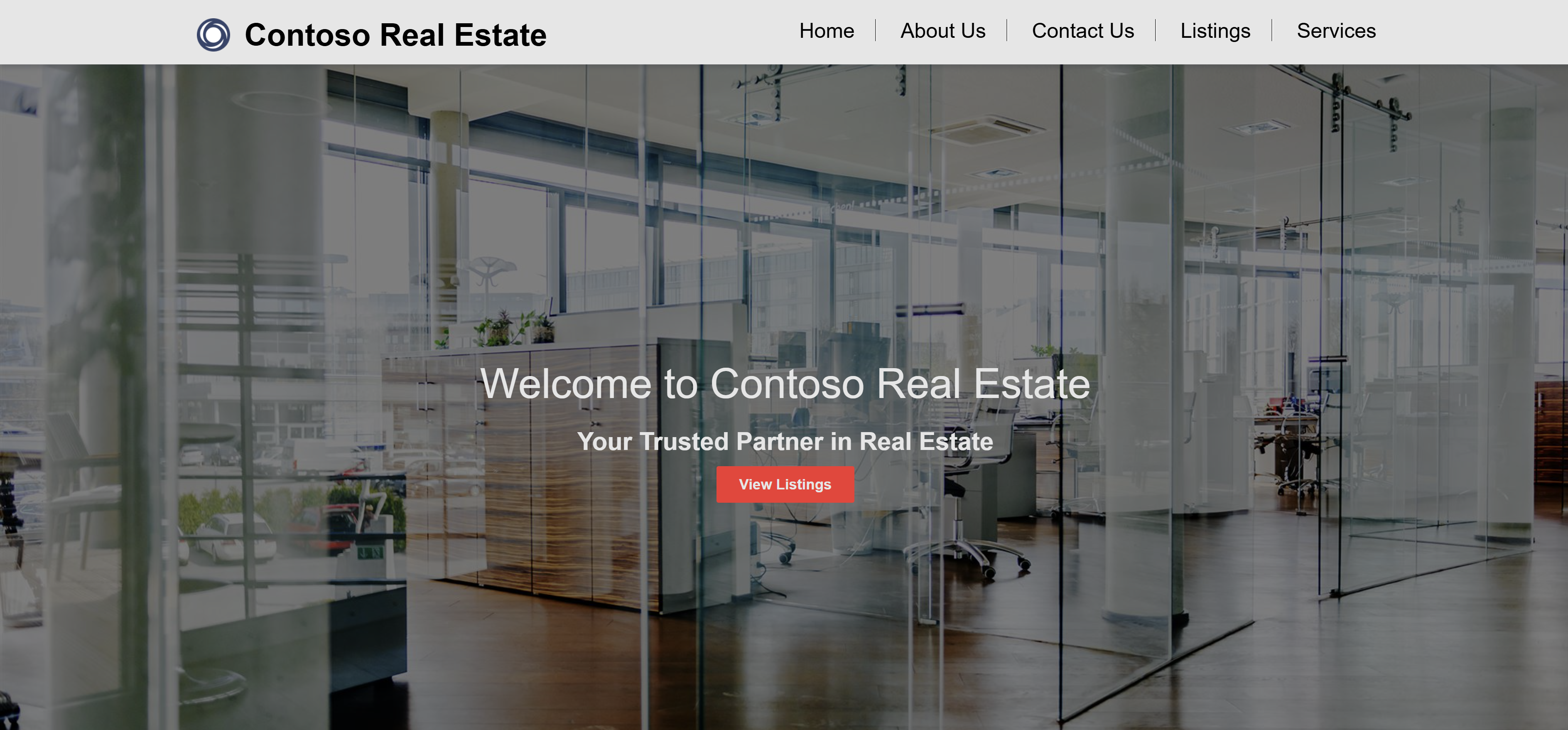 Screenshot des ersten Teils der endgültigen Homepage