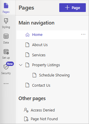 Screenshot der Seite „Immobilienbesichtigungen“, die unter der Seite „Inserate“ verschachtelt ist
