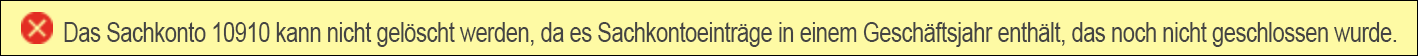 Screenshot des Fensters „Sachpostenfehler“