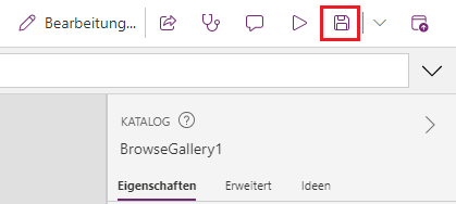 Screenshot der Schaltfläche „Speichern“ in der Anwendung „Contoso-Produktmanager“