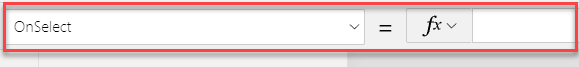 Screenshot des Werts „OnSelect“, der als leer angezeigt wird