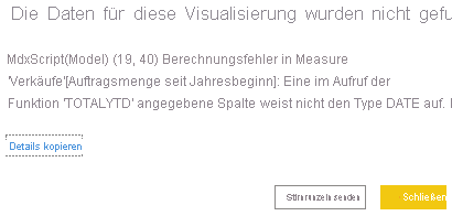 Fehler für ein zeitbasiert berechnetes Measure