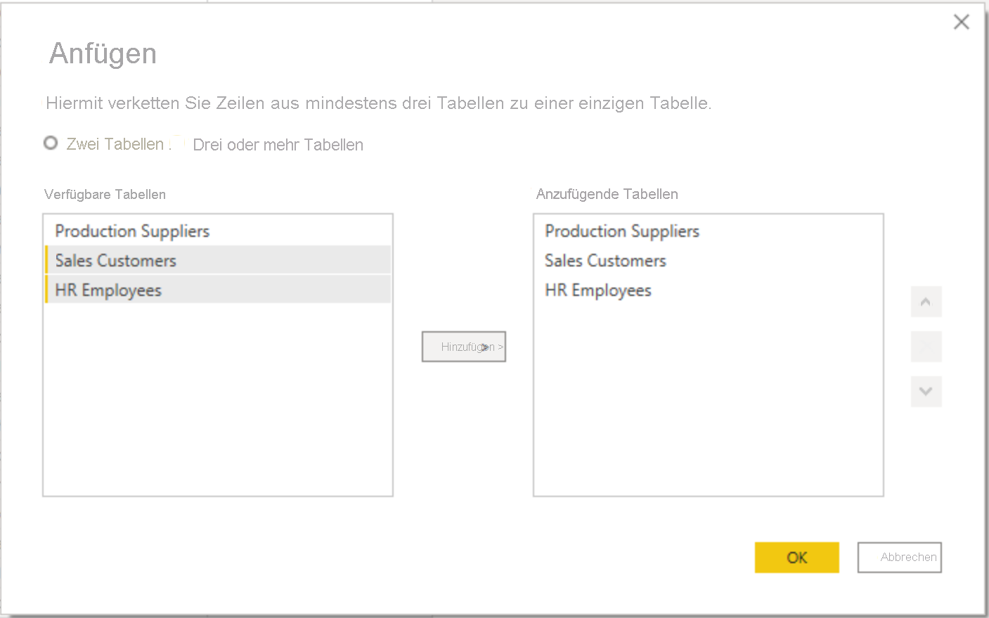 „Abfragen als neu anfügen“ im Power Query-Editor