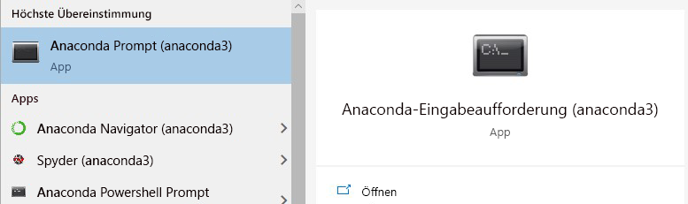 Screenshot that shows the Anaconda prompt.