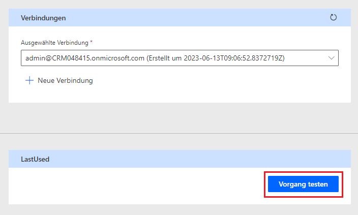 Screenshot mit hervorgehobener Schaltfläche „Vorgang testen“