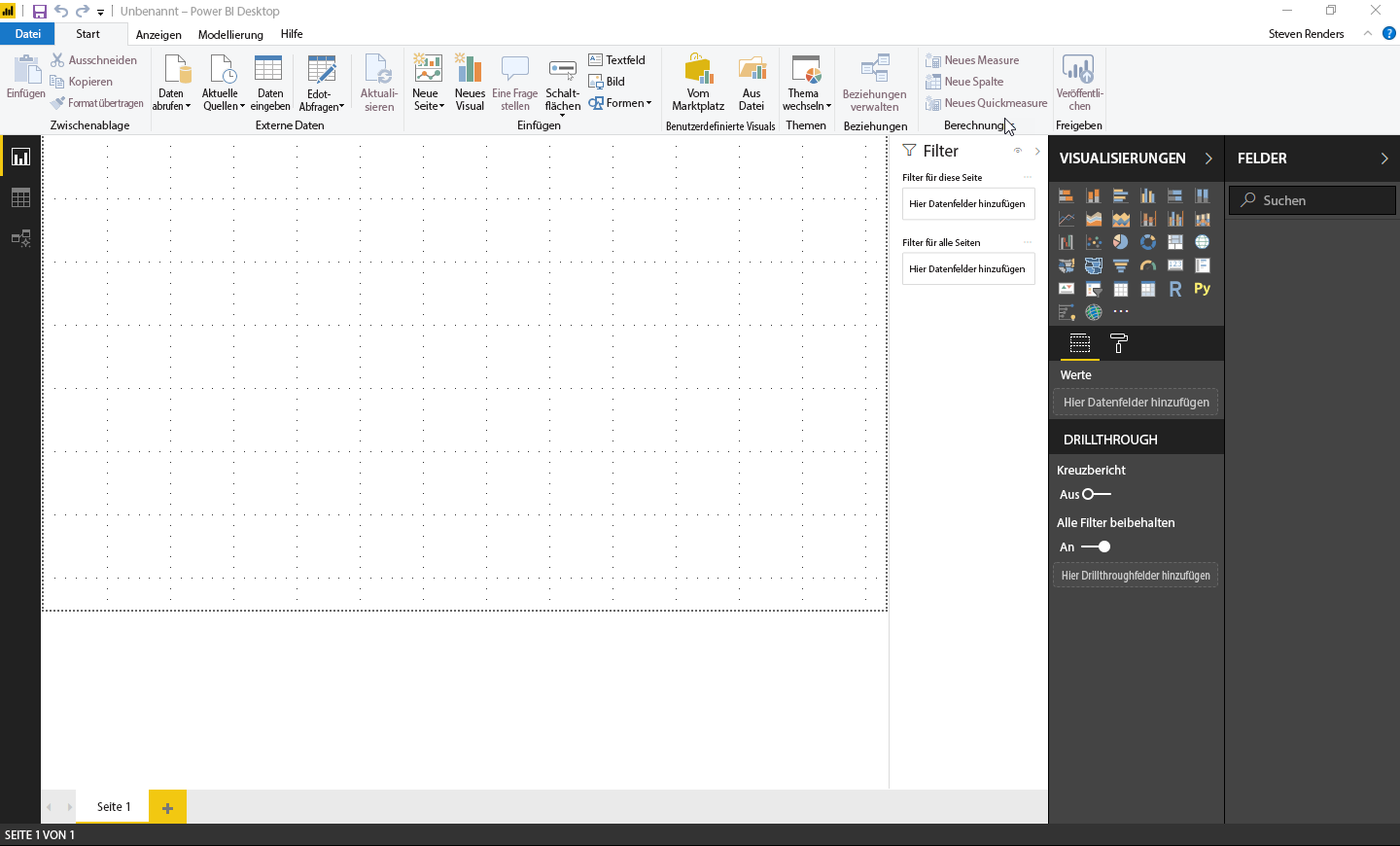 Screenshot des gestarteten Power BI-Desktops
