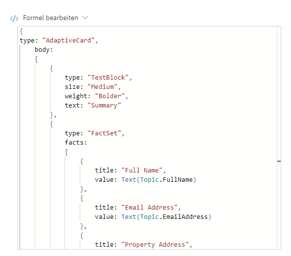 Screenshot der Eigenschaften „Adaptive Karte“