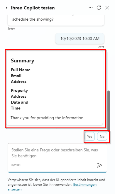 Screenshot der adaptiven Karte mit den eingegebenen Informationen