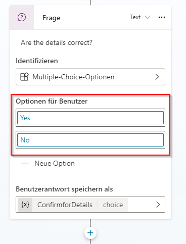 Screenshot des Multiple-Choice-Frageknotens