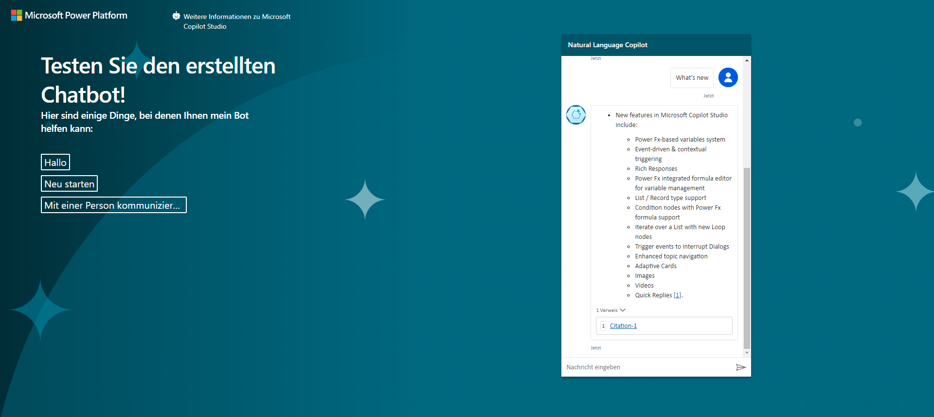 Screenshot des Dialogfelds „Demowebsite“