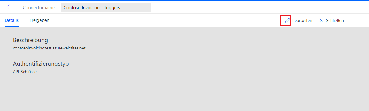 Screenshot eines Pfeils, der auf die Schaltfläche „Konnektor bearbeiten“ verweist