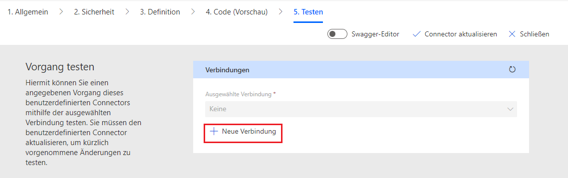 Screenshot eines Pfeils, der auf die Schaltfläche „Neue Verbindung hinzufügen“ verweist