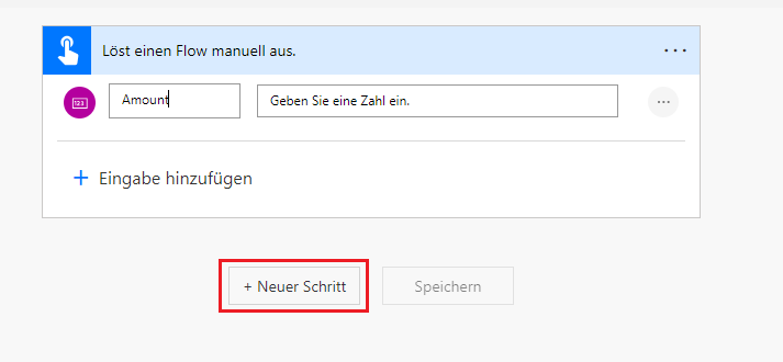 Screenshot eines Pfeils, der auf die Schaltfläche „Neuen Flowschritt hinzufügen“ verweist