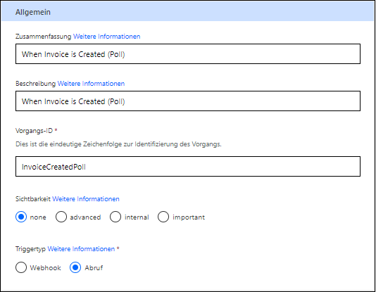 Screenshot der Eigenschaften des Konnektor-Triggers