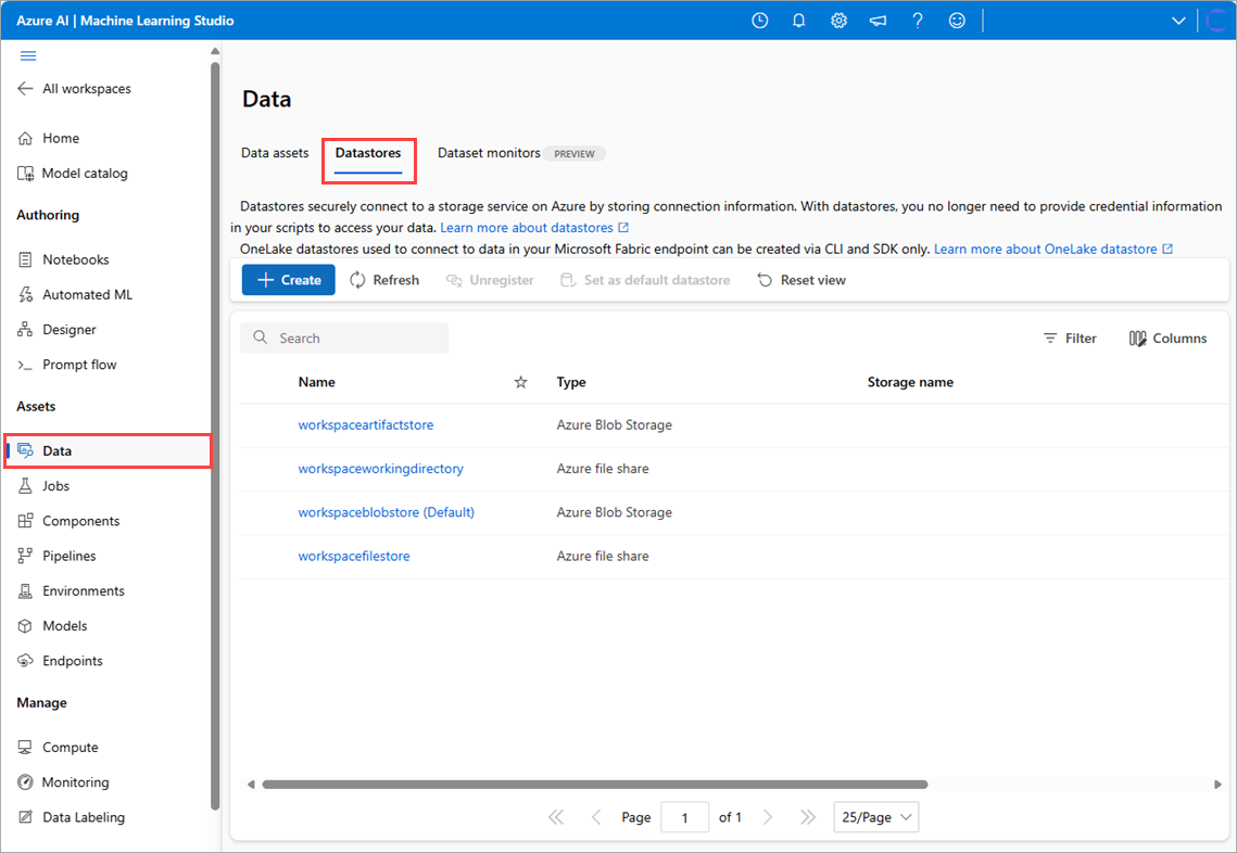 Screenshot mit hervorgehobener Option „Datenspeicher“