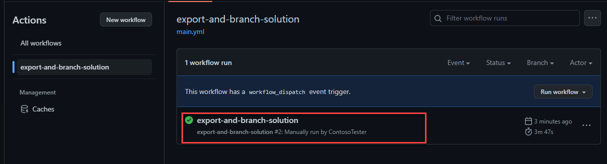 Screenshot für die Überwachung des Fortschritts der Ausführung des Workflows