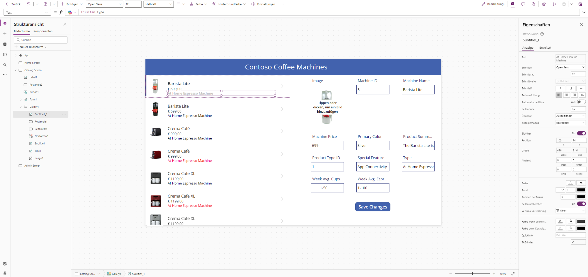 Schema der Eigenschaften