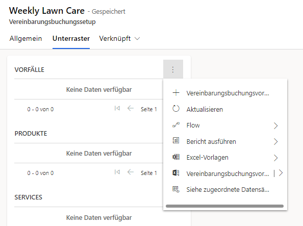Screenshot des Unterrasters „Vorfälle“