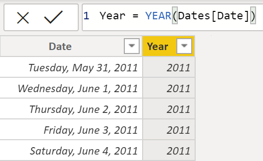 Screenshot für das Hinzufügen von Spalten mit der DAX-Gleichung