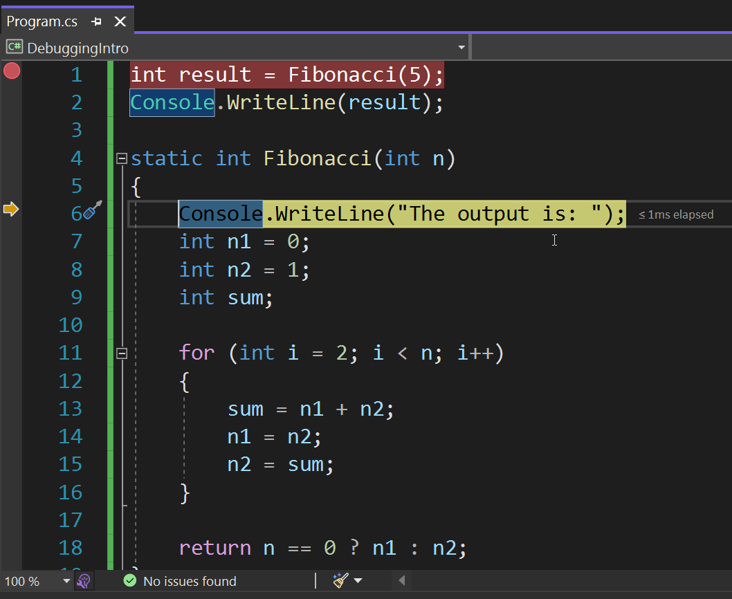 Screenshot: Schaltfläche „Schrittweise ausführen“
