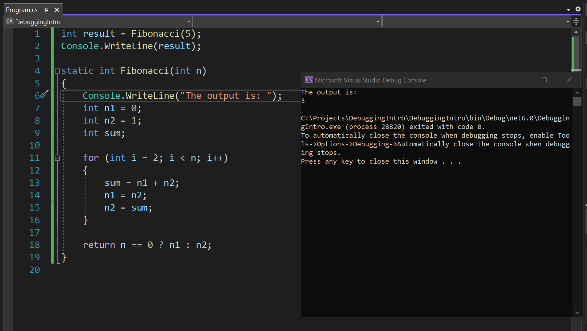 Terminalfenster mit modifizierter Programmausgabe.