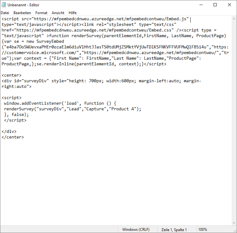 Die Instanz des Editors mit dem bearbeiteten Code.