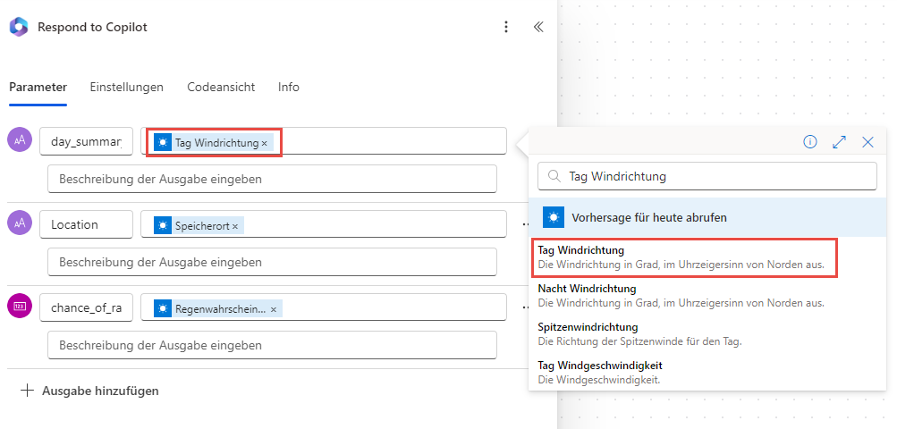 Screenshot des Parameters der Tageszusammenfassung