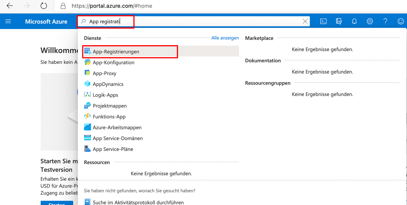 Screenshot der ausgewählten App-Registrierungen in Microsoft Entra ID