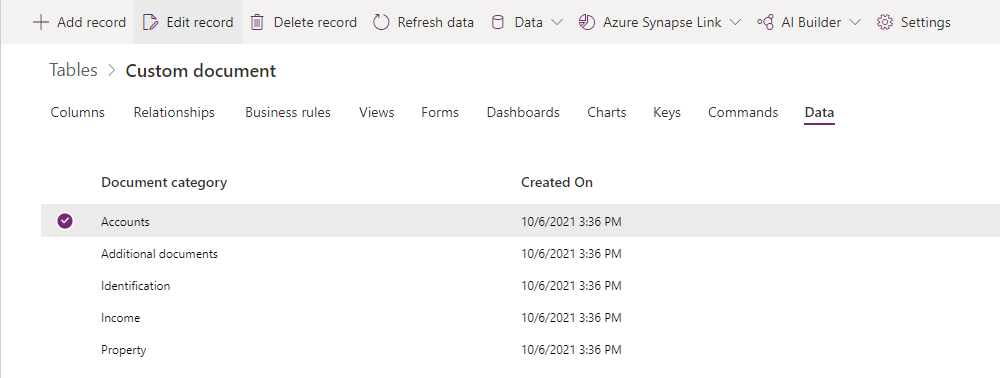 Screenshot of the user interface of how to add a document for loan processing.