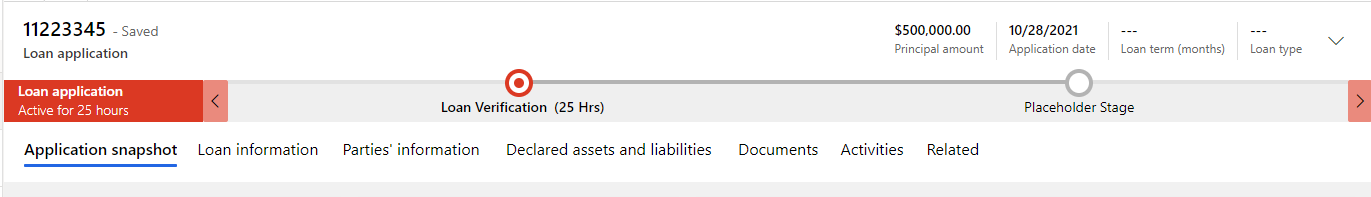 Screenshot of the default business process flow that you will need to customize.