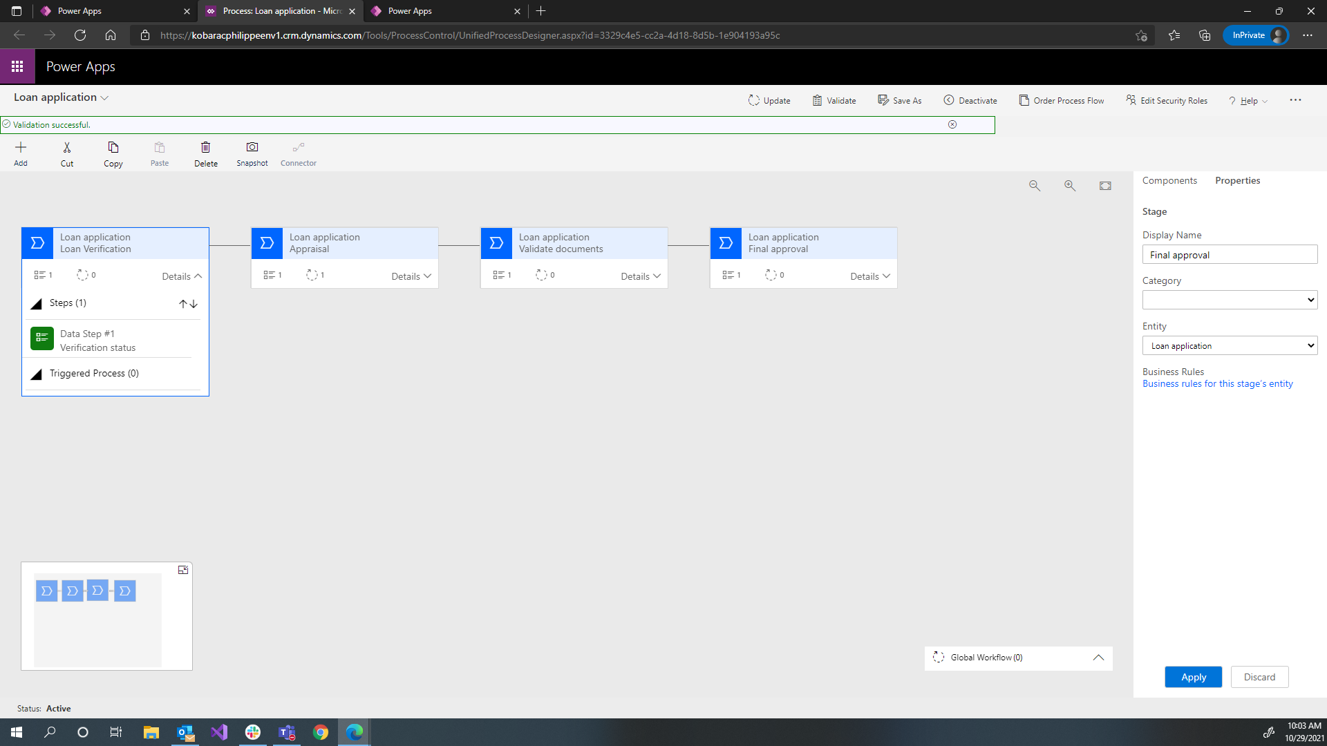 Screenshot of the business process flow editor.