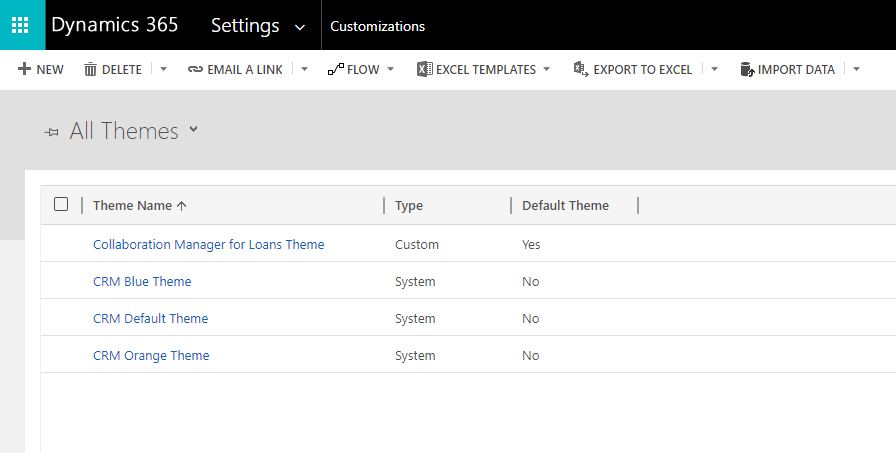 Screenshot of editing and applying a different theme to your app.