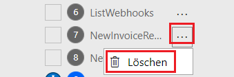 Ein Pfeil, der auf die Schaltfläche „Löschen“ verweist – Screenshot
