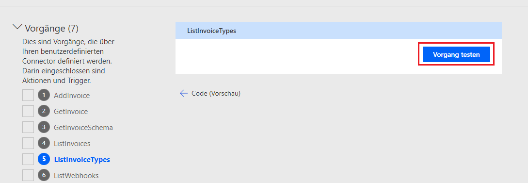 Ein Pfeil, der auf die Schaltfläche „Vorgang testen“ zeigt – Screenshot