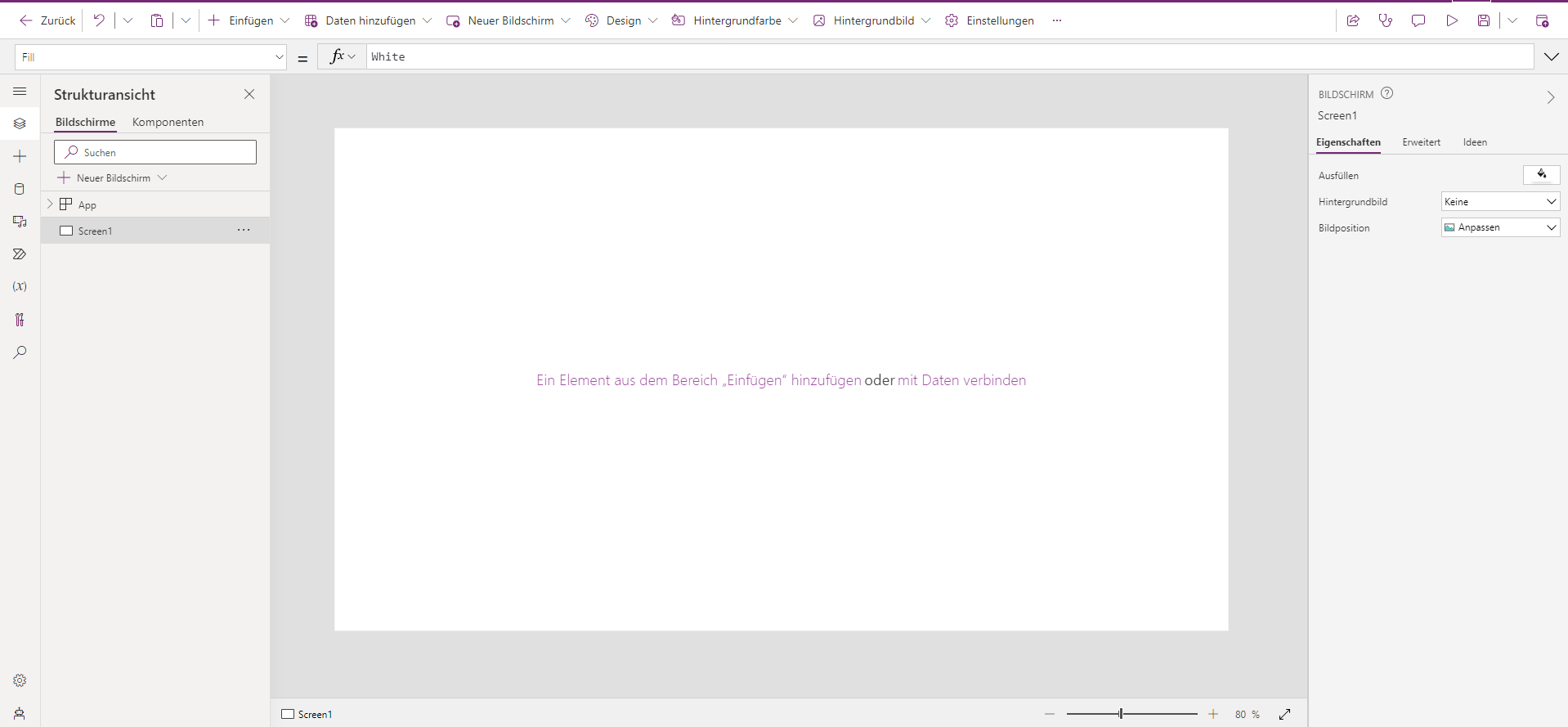 Screenshot des Canvas-App-Editors