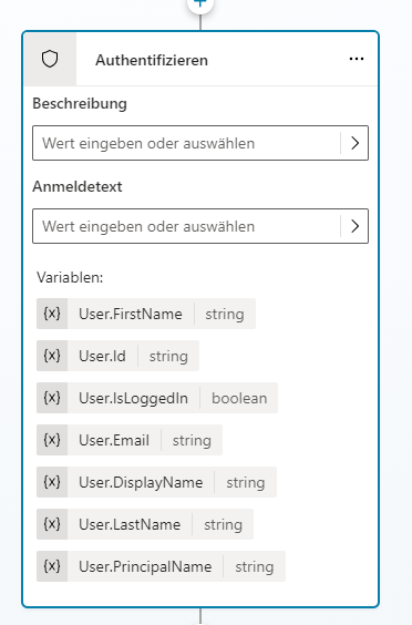 Screenshot von Microsoft Copilot Studio, der die Authentifizierungsaktion mit Bedingungen anzeigt
