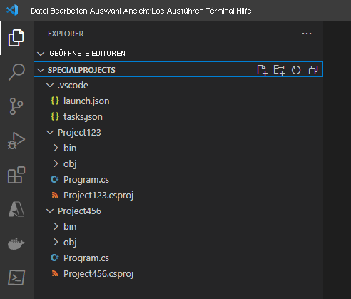 Screenshot der Ordnerstruktur in der EXPLORER-Ansicht.