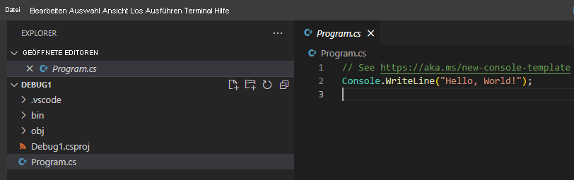 Screenshot des VSCODE-Ordners im EXPLORER.