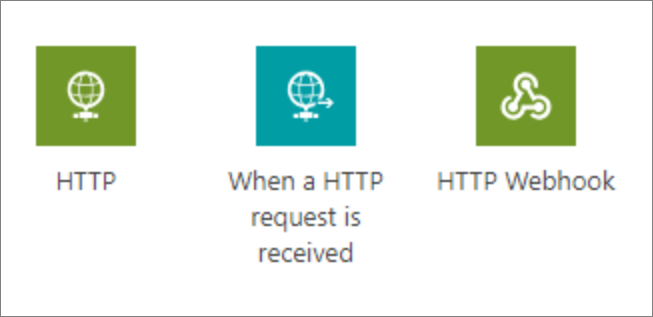 Screenshot von HTTP, wenn eine HTTP-Anfrage empfangen wird und HTTP Webhook