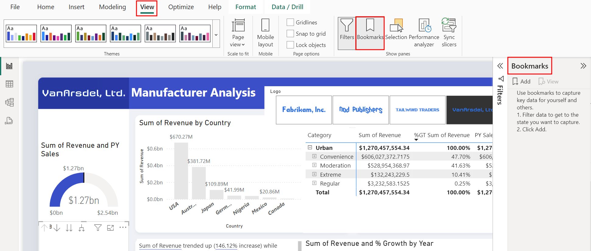 Der Screenshot zeigt die Auswahl der Schaltfläche „Textmarken“ unter der Registerkarte „Ansicht“ und das Erscheinungsbild des Bereichs „Textmarken“