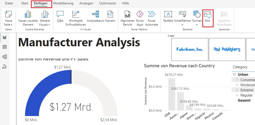 Screenshot der Position der Schaltfläche „Bild“ auf der Registerkarte „Einfügen“.
